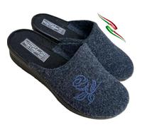 Ciabatte comfort Donna invernali leggere punta chiusa FLO sottopiede ricoperto in feltro soft vegan friendly MADE ITALY (blu scuro, 39, Sistema Taglie Calzature EU, Adulto, Donna, Numero, Media, 39)