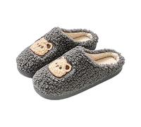 ciabatte con pelo donna Pantofole da Donna Invernali Memory Foam Antiscivolo Motivi degli animali Cartone Animato Sliders with Memory Foam Scarpe Pelose pantofole calde invernali casa Grigio scuro 43