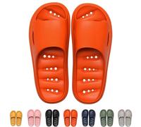 Ciabatte da bagno da donna antiscivolo, con drenaggio dell'acqua, suola morbida, pantofole comode e traspiranti, per massaggiare i piedi, Colore: rosso, 40 EU