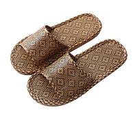 Ciabatte da bagno da donna e uomo, ciabatte da bagno, pantofole da spiaggia, per interni antiscivolo, in lino, in bambù, in paglia, antiscivolo, per la casa, marrone, 41