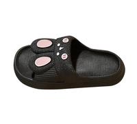 Ciabatte da bagno da donna e uomo, con design a coniglio, estive, per la casa, con suola morbida, morbide e comode, antiscivolo, Nero , 40 EU