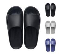 Ciabatte da bagno da donna e uomo, estive, comode ciabatte da bagno, in gomma, morbide e leggere, spesse e casual, lavabili per interni ed esterni, Nero , 44