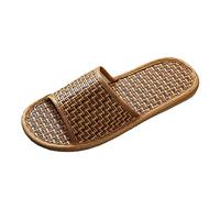 Ciabatte da bagno da donna, estive da donna, piatte per interni, per sauna, da bagno, morbide, antiscivolo, in lino, in paglia, leggere, stile vintage, giallo., 39 EU