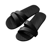 Ciabatte da bagno da donna, estive piatte estive da donna, sandali eleganti open toe, in gomma, per il tempo libero, scarpe da acqua, sandali piatti e scivoli, comode, Nero , 40 EU