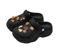 Ciabatte da bagno da donna traspiranti Platform Clogs for Women Men Unisex Slip On Comfortable Casual Shoes with Charm Accessories for Daily Wear All Seasons, Nero , 35 EU