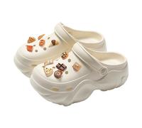 Ciabatte da bagno da donna traspiranti Platform Clogs for Women Men Unisex Slip On Comfortable Casual Shoes with Charm Accessories for Daily Wear All Seasons, bianco, 39 EU