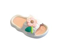 Ciabatte da bagno per bambini, estive con decorazione floreale, per principessa, alla moda, per bambini, antiscivolo, pantofole da bagno, Bianco3, 25 EU