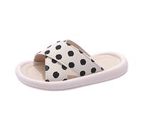 Ciabatte da bagno per bambini, estive e ragazze, antiscivolo, unisex, leggere, morbide, sandali da bagno, graziosi a pois, bianco, 25 EU