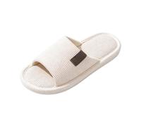 Ciabatte da casa da donna in cotone e lino, comode e morbide, pantofole in cotone con memoria antiscivolo, per uso interno, bianco, 40 EU