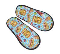Ciabatte Da Casa Hamburger Pizza Stripes Pattern Con Suola Antiscivolo Pantofole Peluche Ciabatte Ospiti Slipper Per Regali Hotel E Bagno M