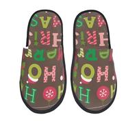 Ciabatte Da Casa Ho Ho Ho Merry Christmas Print Pantofole Con Suola Antiscivolo Ciabatte Autunno Inverno Slipper Per Viaggi Hotel E Bagno Donne Uomo L