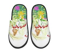 Ciabatte Da Casa Plants And Insects Print Pantofole Donna Morbide Antiscivolo Ciabatte Invernali, Per Bagno, Hotel, Viaggi, M