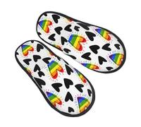 Ciabatte Da Casa Rainbow Hearts And Black Hearts Pantofole Donna Morbide Lavabile Scarpe Da Casa, Per Viaggi, Bagno, Interno Esterno, M