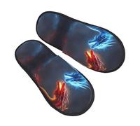 Ciabatte Da Casa Red And Blue Fire Dragon C Peluche Slipper Con Suola Antiscivolo House Shoes Ospiti Ciabatte Per Spa Hotel E Bagno M