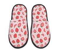 Ciabatte Da Casa Strawberry Print Pantofole Per Ospiti Peluche Pelo Foderata Lavabile Ciabatte Interne, Per Hotel, Viaggi, Bagno, L