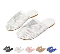 Ciabatte da donna alla moda con decorazione di cristallo, in rete, tinta unita, antiscivolo, per tutti i giorni, shopping, vacanze, spiaggia, passeggiate, campeggio, viaggi, comode, morbide e leggere