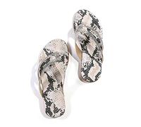 Ciabatte da donna alla moda con motivo a pelle di serpente con decorazione in cristallo fondo piatto antiscivolo clip toe pantofole all'aperto spiaggia passeggiate campeggio escursionismo nuoto