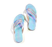 Ciabatte da donna alla moda con motivo a pelle di serpente con decorazione in cristallo fondo piatto antiscivolo clip toe pantofole all'aperto spiaggia passeggiate campeggio escursionismo nuoto