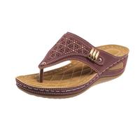 Ciabatte da donna colorate con suola in gomma antiscivolo, da indossare fuori dalla spiaggia, infradito per il tempo libero, leggere, scarpe da donna, scarpe con lacci, ciabatte antiscivolo, Vino, 41