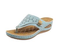 Ciabatte da donna colorate con suola in gomma antiscivolo, da indossare fuori dalla spiaggia, infradito per il tempo libero, leggere, scarpe da donna, scarpe con lacci, ciabatte antiscivolo, Azzurro