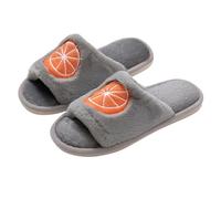 Ciabatte da Donna Comode con Memory Foam Morbido Design Aperto per Interni Casa Inverno Calde e Accoglienti Pantofole Femminili con Tacco Basso e Stampa Frutta Carina Ideali per Tempo (Grey, 40)