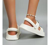 Ciabatte da donna con decorazioni a cartone animato, indossabili in più modi, ciabatte bianche in EVA stile preppy, outfit da spiaggia CN36-37,CN38-39,CN40-41Tropicale,Stampa Casuale