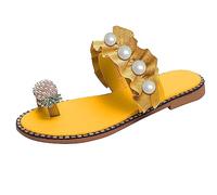 Ciabatte da donna con glitter eleganti sandali con perla suola piatta in gomma pantofole estive antiscivolo sandali da spiaggia alla moda comodi sandali casual leggeri traspiranti scarpe per doccia