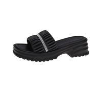 Ciabatte da donna con plateau ciabatte da donna, sandali da spiaggia, comode ed eleganti, per il tempo libero, da giardino, pantofole in gomma, Nero , 38 EU