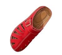 Ciabatte da donna con punta chiusa, sandali da trekking, scarpe ortopediche con supporto per l'arco del piede, plateau per attività all'aperto, leggere, con zeppa, Colore: rosso, 39 EU