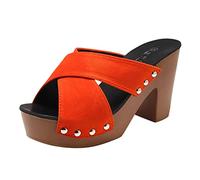 Ciabatte da donna con tacco pantofole estive chiuse da bagno Arch Support scarpe casual suola solida sandali outdoor sandali con plateau sandali in feltro, Colore: arancione., 41 EU