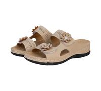 Ciabatte da donna con zeppa, sandali floreali da donna, leggeri con schiena scoperta, con applicazioni floreali, traspiranti, con punta aperta, comode scarpe estive plantari, per uso quotidiano