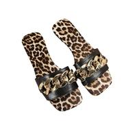 Ciabatte da donna estive comode stampate leopardo pantofole infradito sandali donna piscina spiaggia pantofole morbide doccia antiscivolo casa sport sport interni esterni, Nero , 43 EU