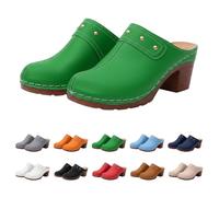 Ciabatte da donna estive con tacco, sandali estivi con tacco a blocco, pantofole ortopediche da donna con plantare, scarpe da giardino traspiranti, slip on mules per viaggi, vacanze, verde, 40 EU