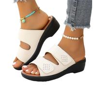 Ciabatte da Donna, estive, da Spiaggia, for Le Vacanze, con Zeppa, for Esterni, Scarpe Romane(Beige,39 EU)