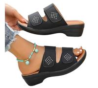 Ciabatte da Donna, estive, da Spiaggia, for Le Vacanze, con Zeppa, for Esterni, Scarpe Romane(Black,38 EU)