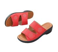 Ciabatte da Donna, estive, da Spiaggia, for Le Vacanze, con Zeppa, for Esterni, Scarpe Romane(Red,37 EU)