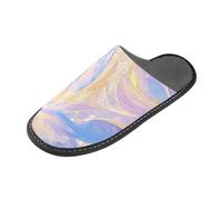 Ciabatte da donna in stile astratto a onde viola gialle pantofole da donna con memory foam per casa, camera da letto, Stile astratto di arte dell'onda viola gialla, 38/39 EU