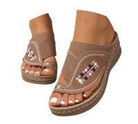 Ciabatte da donna per infradito da spiaggia, da donna, in gomma, ortopediche, leggere, con suola spessa, comode, in pelle PU, morbide e antiscivolo, con zeppa, marrone, 36 EU