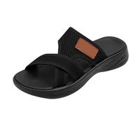 Ciabatte da donna, sandali piatti, antiscivolo, per attività all'aria aperta, leggere, estive, confortevoli, con piedini ortopedici, Nero , 42 EU