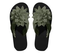 Ciabatte da donna slip-on, con decorazione floreale, estive, larghe, leggere, comode, per il supporto dell'arco, casual, morbide, da spiaggia, estive, verde, 41 EU