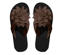 Ciabatte da donna slip-on, con decorazione floreale, estive, larghe, leggere, comode, per il supporto dell'arco, casual, morbide, da spiaggia, estive, marrone, 44 EU