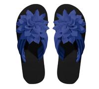 Ciabatte da donna slip-on, con decorazione floreale, estive, larghe, leggere, comode, per il supporto dell'arco, casual, morbide, da spiaggia, estive, Blu scuro, 42 EU