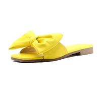 Ciabatte da donna vintage, scarpe da bagno da donna, piatte per il tempo libero, comode, sandali aperti, con punta aperta, antiscivolo, lavabili con fiocco, giallo., 41 EU