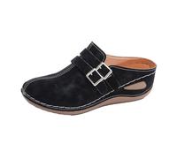 Ciabatte da spiaggia con plateau e apertura posteriore, modello mulo - Calzature comode e facili da indossare per il giorno, per casa e all'aperto (Black, 37)