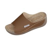 Ciabatte da spiaggia donna con tacco obliquo, pantofole casual con suola obliqua, sandali donna scarpe stivaletti con tacco, marrone, 39 EU