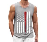 Ciabatte da uomo estive per il giorno dell'indipendenza con stampa digitale casual per le vacanze e la strada senza maniche (grigio-c, XXXL)