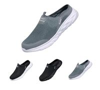 Ciabatte da uomo, slip on pantofole, estive, per interni ed esterni, traspiranti, comode, da giardino, antiscivolo, morbide e per il tempo libero, grigio., 44 EU