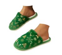Ciabatte di Natale-Ciabatte Donna Chiuse-Pantofole di Peluche Natalizie da Uomo E da Donna, Avvolte in Cotone, Calde Pantofole da Casa E da Interno (Green, 45)