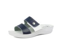 InBlu VR000063 Blu Ciabatte per Donna in ecopelle con chiusra a strappo e zeppa