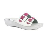 Ciabatte Donna a Doppia Fascia Colorata con Fibbie Regolabili, Plantare Anatomico, Blu, 39